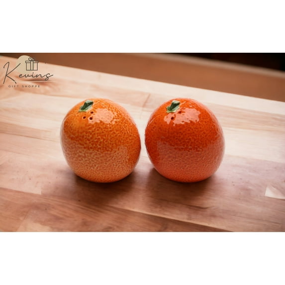 Hand Painted Ceramic Orange Salt and Pepper Shakers 2.25 Inch