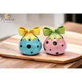 thumbnail image 1 of Hand Painted Ceramic Salt and Pepper Shakers Blue Pink Dots 2x2x2.25, 1 of 3
