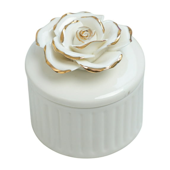 Hand-Painted Ceramic Storage Jar - Nautical Jewelry Organizer for Wedding/Home Décor, 3.15inch Golden Accent Gift Box