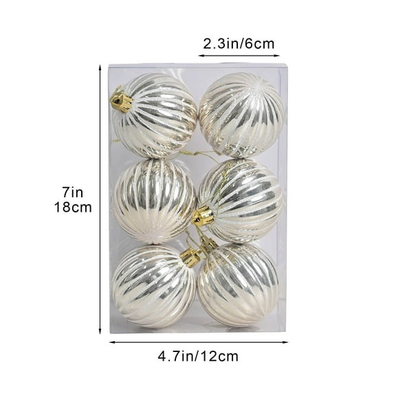 Hand Painted Christmas Ornaments 6pc 6cm Pumpkin Pattern Glitter Ball Pendants Bright Festive Accents for Seasonal Tree Décor Bowl Filler Craft Projects Holiday Party Home Display Giftable Set