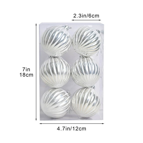 Hand Painted Christmas Ornaments 6pc 6cm Pumpkin Pattern Glitter Ball Pendants Bright Festive Accents for Seasonal Tree Décor Bowl Filler Craft Projects Holiday Party Home Display Giftable Set