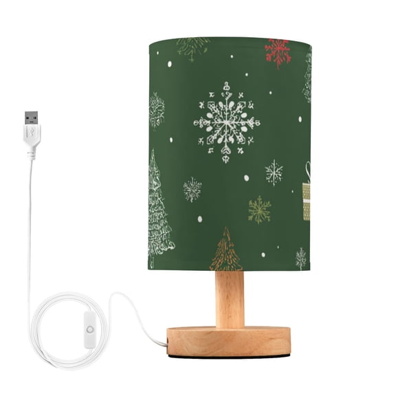 Hand Painted Christmas Tree Snowflake Gift Box Table Lamp with USB Port LED Warm Light Lamp Night Light Home Decor