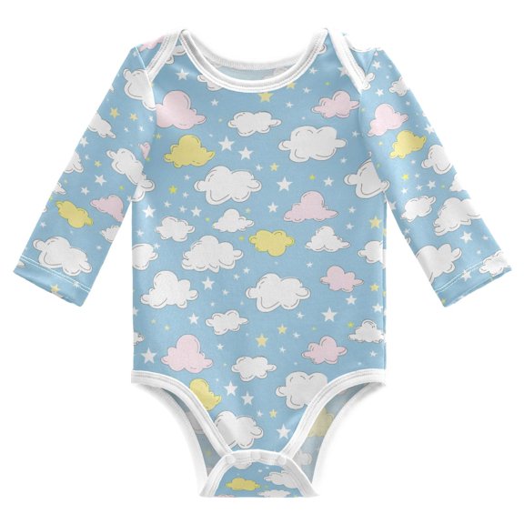 Hand Painted Clouds Stars Baby's Pure Cotton Bodysuit Long Sleeves Pajamas One-Piece Romper Unisex 18M