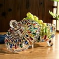 thumbnail image 1 of Hand-Painted Colored Glass Candy Jar | Crystal Contrasting Woven Pattern Vase | Decorative Fruit Bowl | Elegant Candy Dish for Parties | 1 Piece | Unique Design, 1 of 9