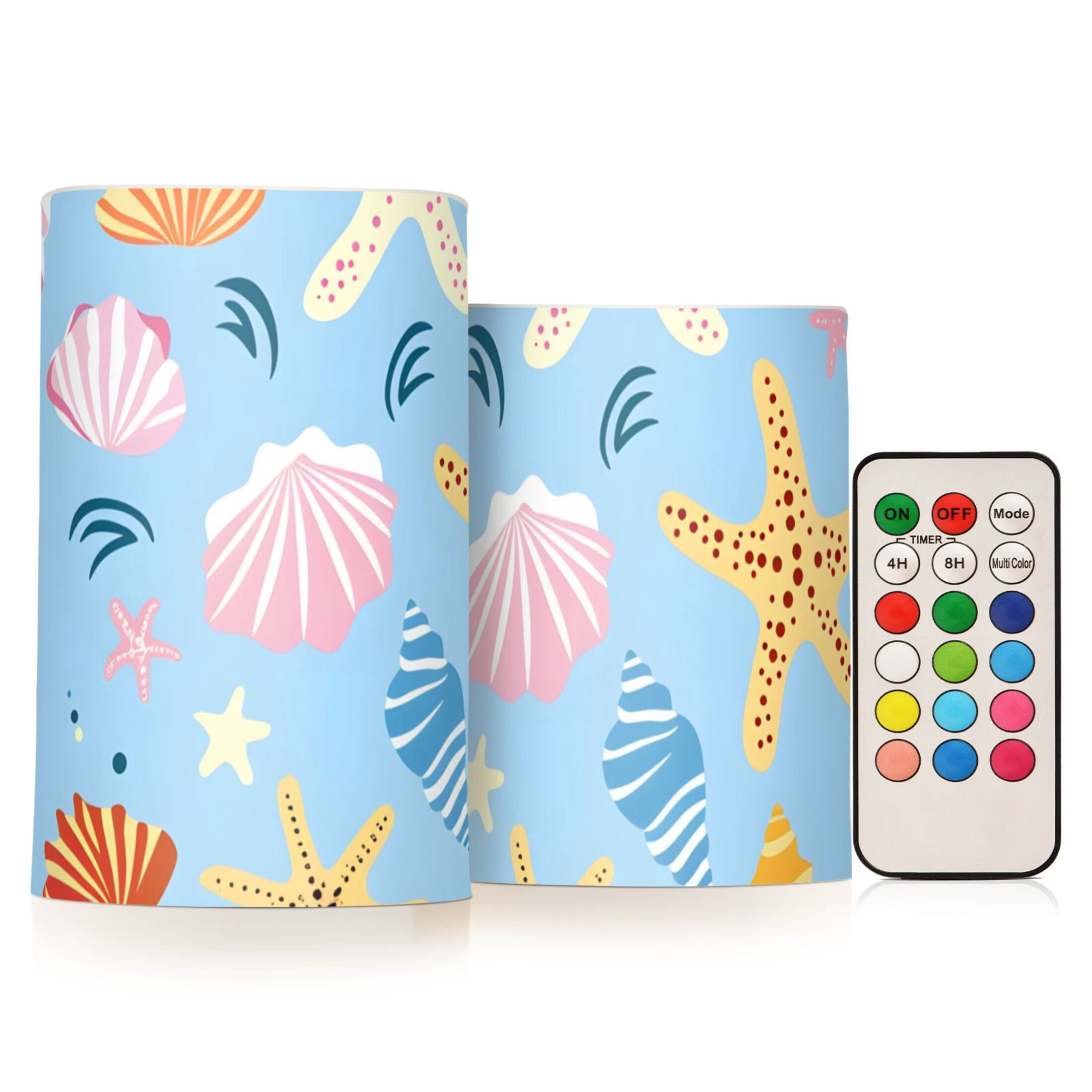 Hand Painted Colorful Sea Shells Starfishes Flickering Flameless ...