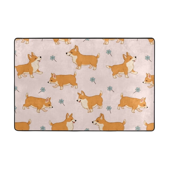 Hand Painted Corgi Pattern Rug 36x24in Memory Foam Absorbent Non Slip Plush for Bathroom Kitchen Entryway