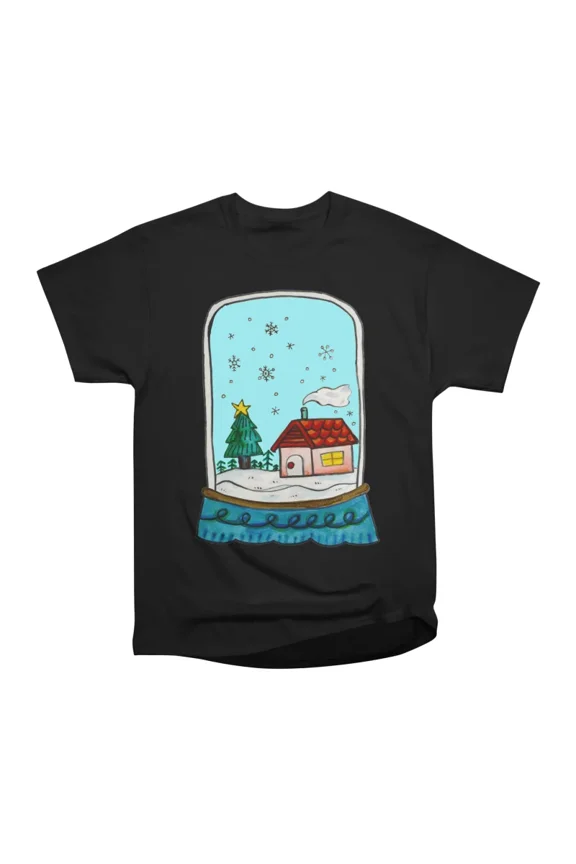 Hand Painted Cozy House Snowglobe T-Shirt Tee Gift For Him Merch For Her Apparel For Frien