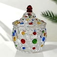 thumbnail image 1 of Hand-Painted Crystal Candy Dish with Lid - Colorful Glass Jar with Diamond Cut Embossed Pattern, Vintage Style Decorative Bowl for Candies, Nuts, Cookies, Jewelry & Home Decor  P, 1 of 7
