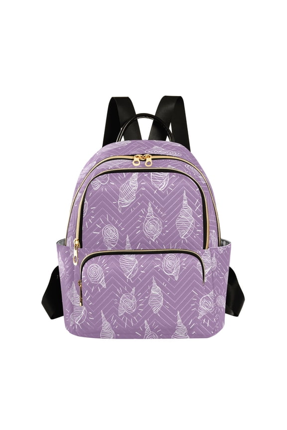 Hand Painted Cute Shells Quilted Backpack Fashion Daypack Commuter Bag for Women 14 L