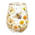thumbnail image 1 of Hand Painted Dragonfly Lotus Pattern Stemless Glass Tumbler Gold Rim Elegant Clear Beverage Cup For Water Juice Home Table Decoration(Clear-11.3CM), 1 of 6