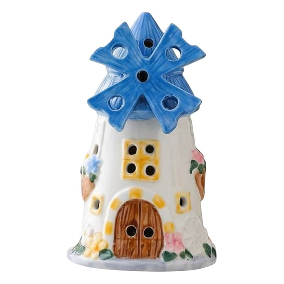 Hand‑Painted Dutch Windmill Ceramic Night‑Light Warm‑Glow Porcelain House‑Shaped LED‑Lamp For Bedroom