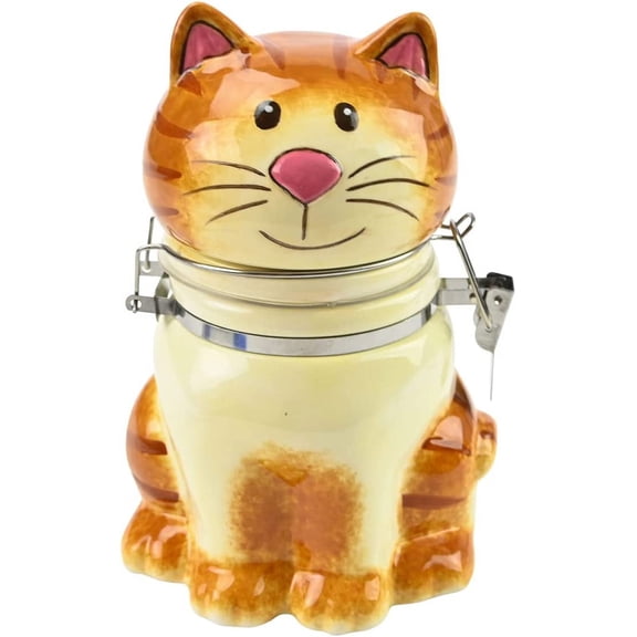 Hand-Painted Earthenware Pretty Kitty Hinged Jar by