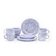 thumbnail image 1 of Hand-Painted Enamelware Set of 16 Pieces - Blue Freckles Design - Artesano Home Decor, 1 of 7