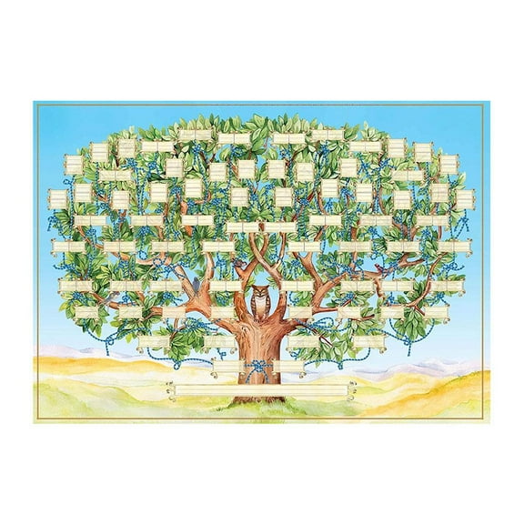 Hand-Painted Family Tree Canvas, 15.6x23.4 Inch Oil Painting, Customizable Heritage Artwork for Home Wall Decor