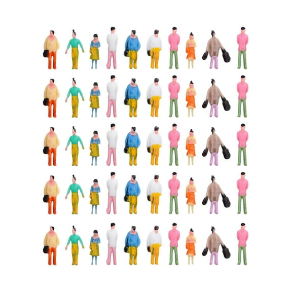 Hand Painted Figurines Tiny People Desktop Ornament Scenery Diorama Sitting Standing Figures Sand Table Scene Mini Railroad Figure Ornament 50pcs 100th