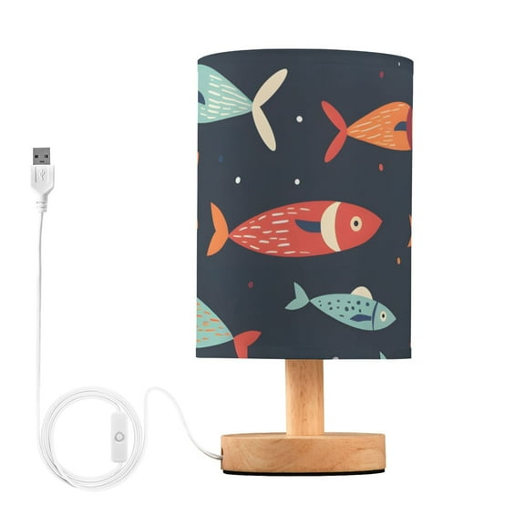Hand Painted Fishes Table Lamp with USB Port LED Warm Light Lamp Night Light Home Decor