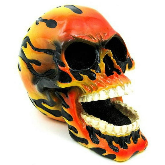 Hand Painted Flaming Human Skull Statue Figure HOT!!