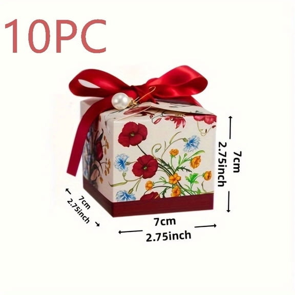 Hand-Painted Flower Candy Box with Pearl Ribbon for Wedding Birthday Anniversary Favor Gift Packaging