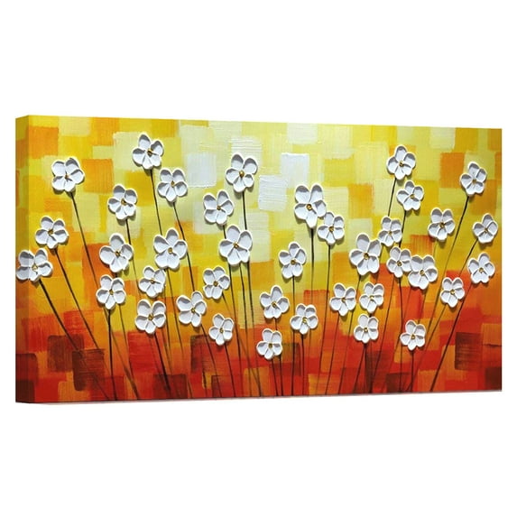 Hand Painted Flower Oil Painting Flowers Canvas Wall Art Framed Wall Decoration For Livingroom Bedroom Ready to Hang