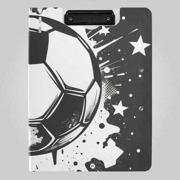 Hand Painted Football Stars Foldable Binder Folder Clipboard with Pen Slot Double Clips A4 Size File Storage