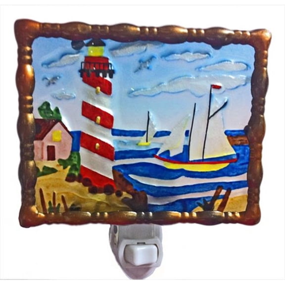 Hand Painted Glass Night Light - Light House
