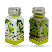 Hand Painted Glass Oliva Branch Salt and Pepper Shakers Set