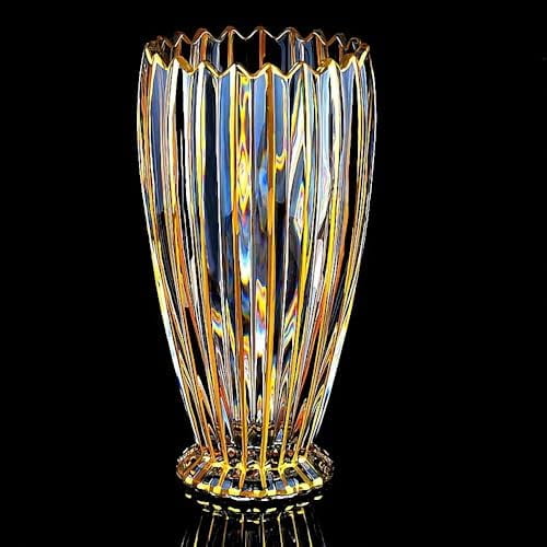 Hand Painted Gold Crystal Vase 10.6 inch Tall-Modern Large Glass Vase Home Office Decor for Living Room Dining Table Centerpieces, Birthday and Wedding$$Home Decor, Kitchen, & Other