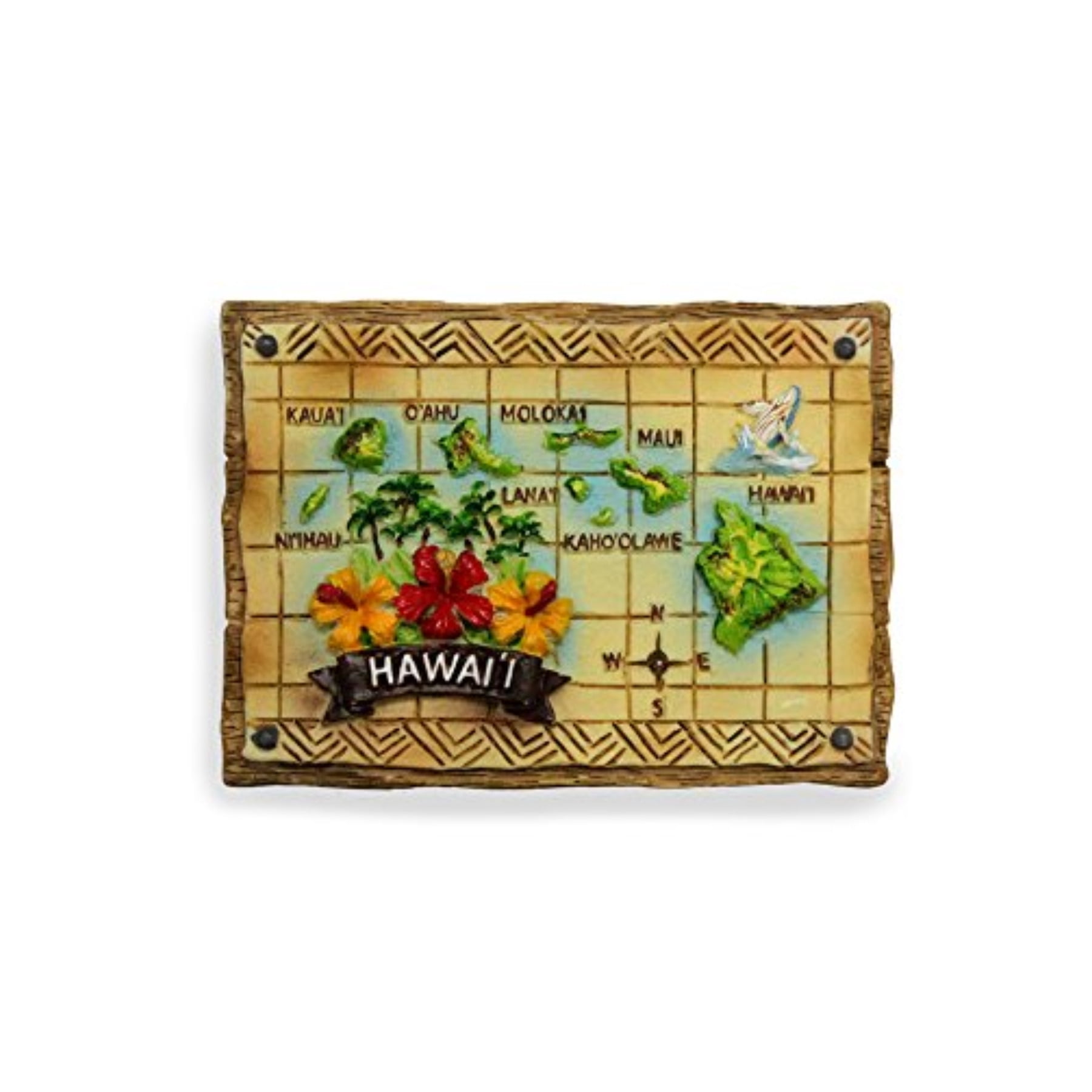 Hand Painted Hawaiian Island Map Magnet
