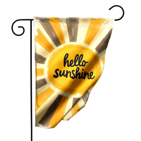 Hand Painted Hello Sunshine Garden Flag Double Sided Outdoor Decorative Polyester Yard Banner with Vibrant Yellow Sun Design for Porch Patio Lawn Decor 12.5x18 Inch#22621