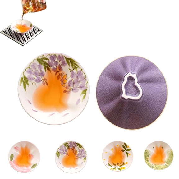 Hand-Painted Hidden Cat Tea Cup, 50ml Handmade Ceramic Tasting Cup with Secret Cat Design, Chinese Gongfu Bowl, Underglaze Shallow Bowl Shape, Gift for Tea Lovers and Cat Lovers (#C)