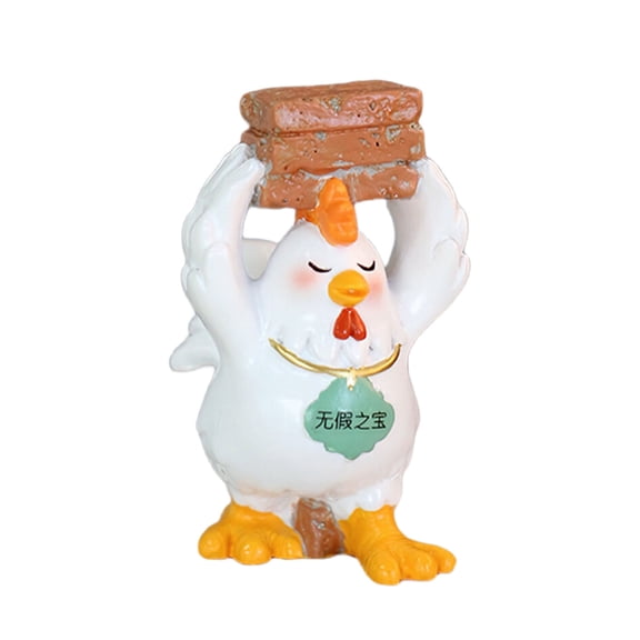 Hand Painted Holding Brick Chicken Statue Home Decors Resin Chicken Sculptures Figurine Ornament Garden Decors