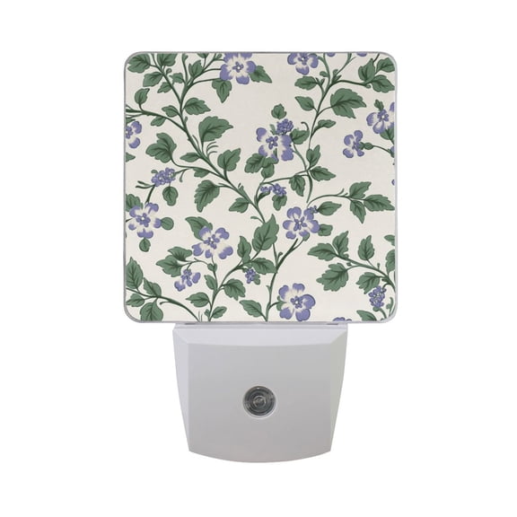 Hand Painted Lavender Flowers LED Night Light with Smart Sensor Plug Into Wall Dusk to Dawn 2 packs