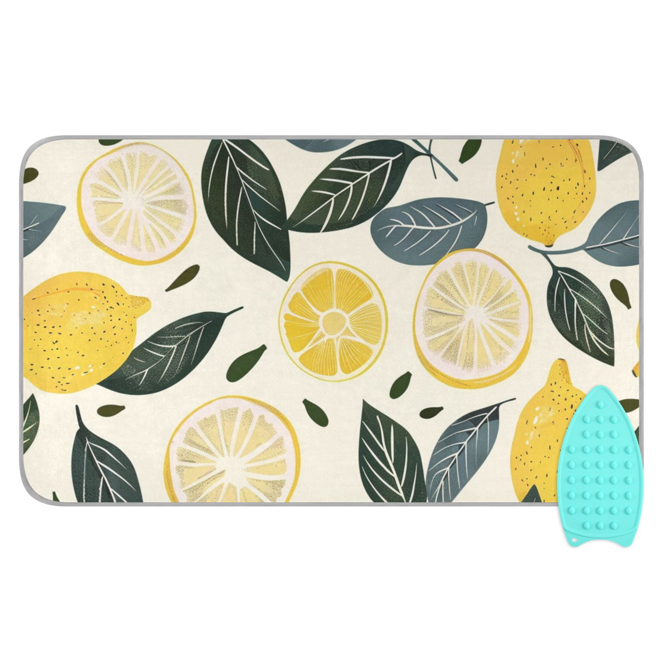 Hand Painted Lemons Leaves Ironing Mat Blanket Portable Travel Ironing Pad Heat Resistant Pad 47.2" x 27.6”