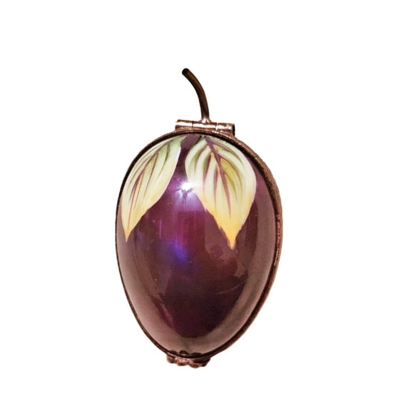 Hand-Painted Limoges Plum Box for Home Decor Limoges Box Porcelain Figurine