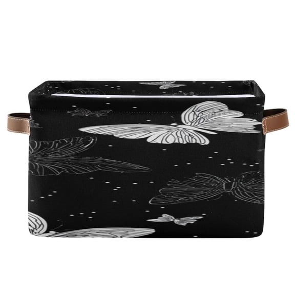 Hand Painted Line Art Butterflies Square Storage Bins with Handles Collapsible Containing Box 1 Pack