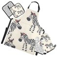 thumbnail image 1 of Hand Painted Lovely Zebras Apron Set with Oven Mitts Pot Holders Set of 5 Kitchen Stuff Accessories, 1 of 6