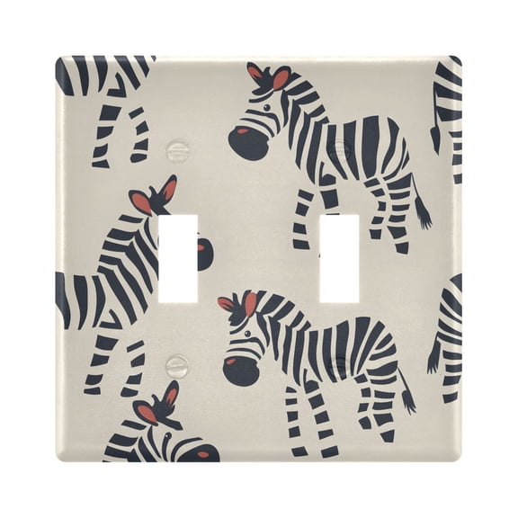 Hand Painted Lovely Zebras Light Switch Cover Electrical Outlet Cover Replaceable Wall Plates 2-Gang