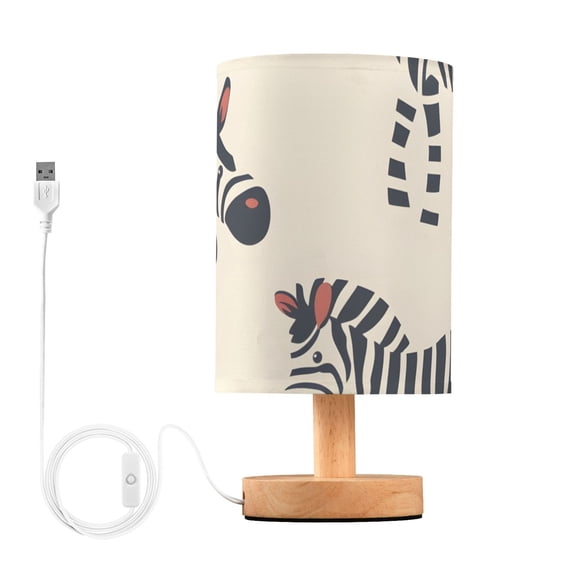 Hand Painted Lovely Zebras Table Lamp with USB Port LED Warm Light Lamp Night Light Home Decor