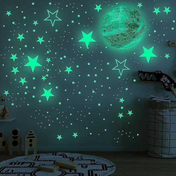 Hand-Painted Luminous 3D Planet Wall Sticker For Kids Room Mural Home Dcor Glow In The Dark Wallpap
