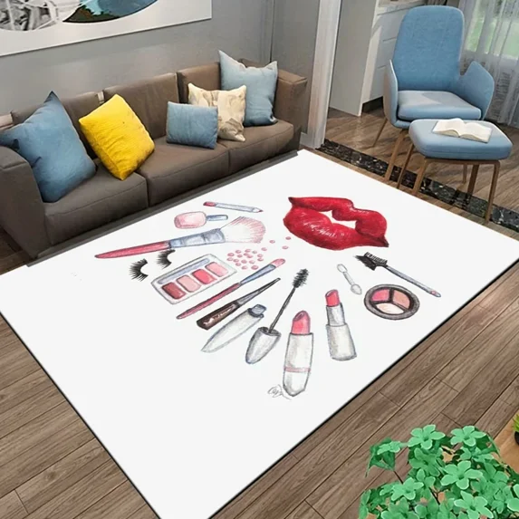 Hand Painted Makeup and Cosmetics Room Rug Street Fashion Carpet for Bedroom Living Room Floor Mat Home r Non-Slip