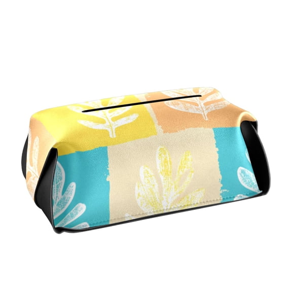 Hand Painted Maple Leaves in Square Seamless Tissue Box Cover Leather Square Rectangle Tissue Box Holder for Bathroom Living Room Desk Office Decor
