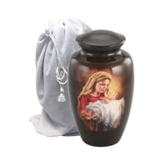 Hand Painted Metal Cremation Urn - Adult Urn - Solid Metal Funeral Urn - Handcrafted Adult Funeral Urn for Ashes - Great Urn Deal Holy Mary