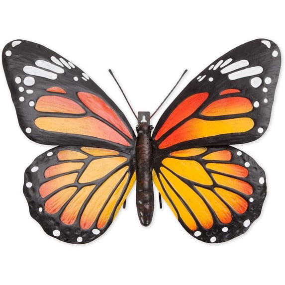 Hand-Painted Metal Monarch Butterfly Wall Art Sculpture, 10″×7″×2″