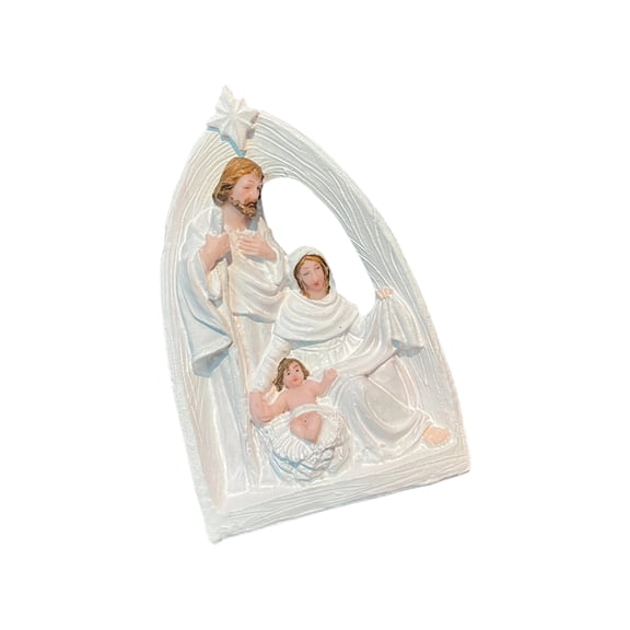 Hand Painted Nativity Holy Family Stable Scene Home Christmas Resin Decor