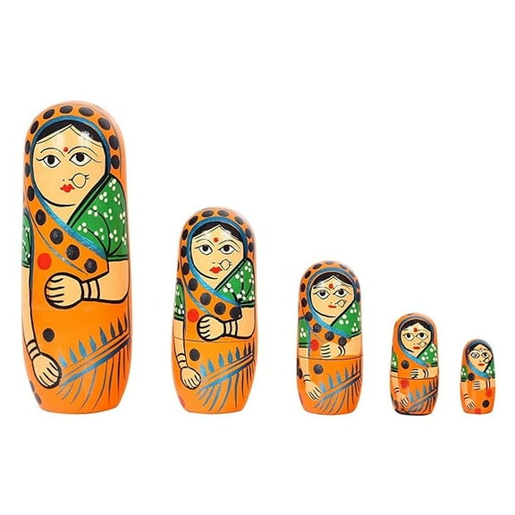 Hand Painted - Nesting Doll - Wooden Decoration Gift Doll - Stacking Nested Wood Dolls - Set of 5 (5 Dolls in 1)