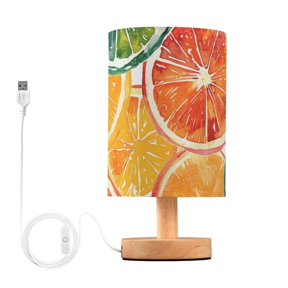 Hand Painted Oranges Lemons Table Lamp with USB Port LED Warm Light Lamp Night Light Home Decor