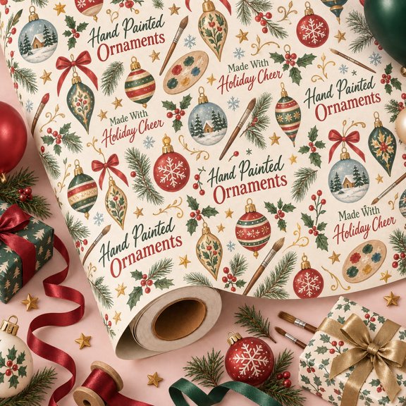 Hand Painted Ornament Maker Wrapping Paper for Christmas Crafter Gifts
