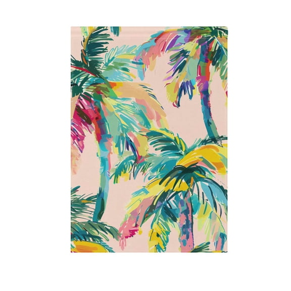 Hand Painted Palm Tree Garden Flag 12X18 Double Sided Yard Flags for Outside Outdoor All Seasonal Decoration