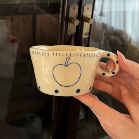 Hand-Painted Pear Apple Ceramic Mug 280ml Creative Coffee Tea Cup