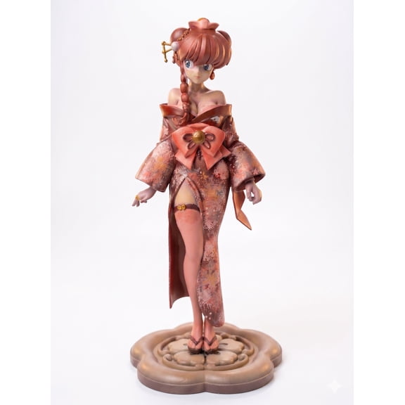 Hand-Painted Ranko Figure | Girl Ranma 1/2 Custom Resin Statue | Stylized Kimono Art